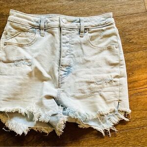 We The Free Light Blue Distressed Jean Shorts